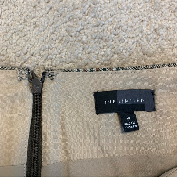 THE Limited brown black cream plaid check pencil skirt stretchy Sz 8 - Picture 9 of 14